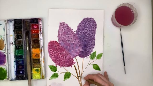 Как нарисовать сирень с детьми. Рисуем ветку сирени с самыми маленькими. Цветы маме. Урок рисования