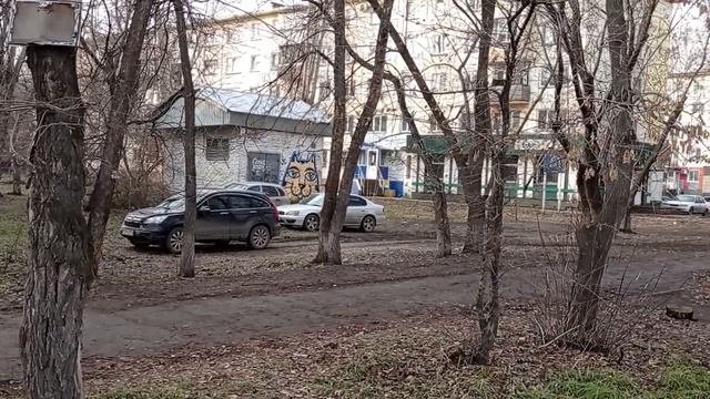 Заезд через тротуар и парковка на зеленых насаждениях