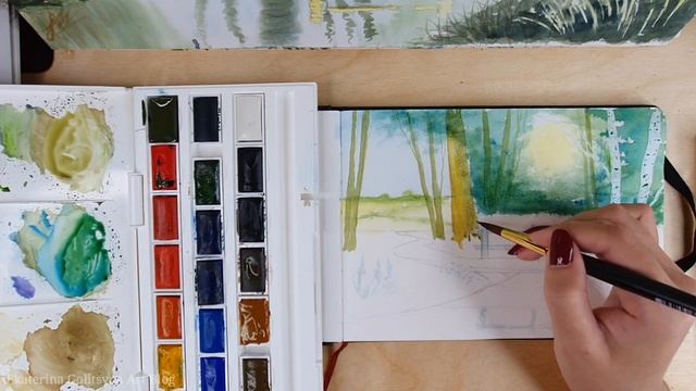 РОЗЫГРЫШ + Пишем простой пейзаж акварелью смотреть онлайн