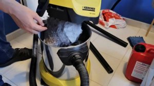 Обзор промышленного пылесоса KARCHER. Работа фильтров через 4 см пыли и мусора. Рекомендую!!!