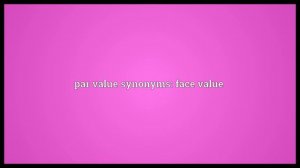 Par value Meaning