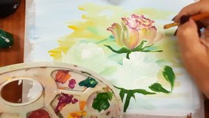 Как нарисовать розы легко. Рисуем розы гуашью. Правополушарное рисование. Рисуем цветы.