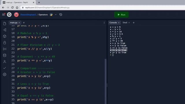 Python Programming Arithmetic, Comparison, Logic and Assignment Operators Beginners Lesson 6