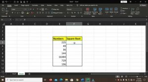 Finding Square Root using SQRT function in Microsoft Excel