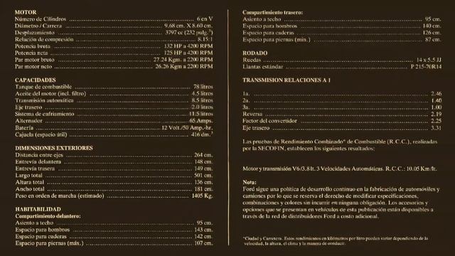 1985 FOLLETO DE VENTAS DEL "FORD THUNDERBIRD" MÉXICO смотреть онлайн