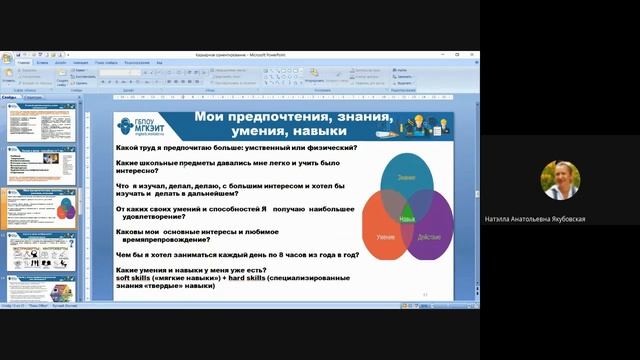Вебинар «Осознанное карьерное ориентирование за 40 мин» | Якубовская Н.А. | Goggle Meet смотреть онлайн