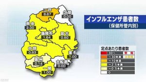 岩手県でインフルエンザ流行 学年閉鎖も