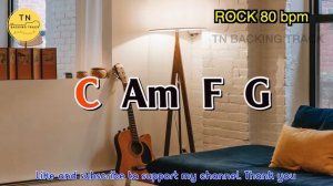 Guitar Backing Track C Major Acoustic Rock 80 bpm | C Am F G | TN Backing Track