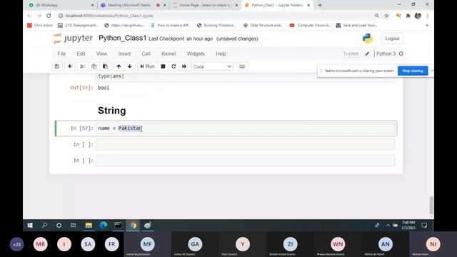 1. Hands on with Python : Variables, data types and expressions