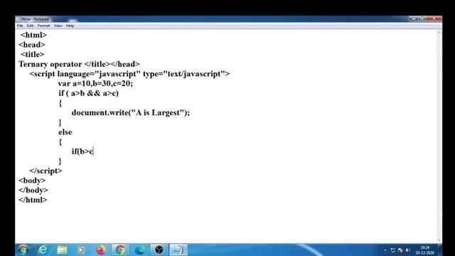javaScript Tutorial For Beginners | 8.Nested if else in javaScript | Largest Between Three Numbers