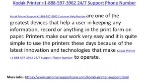 Kodak Printer +1-888-597-3962 Help Desk Support Phone Number