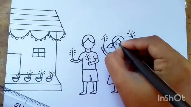 kids celebrating deepavali drawing || diwali drawing easy смотреть онлайн