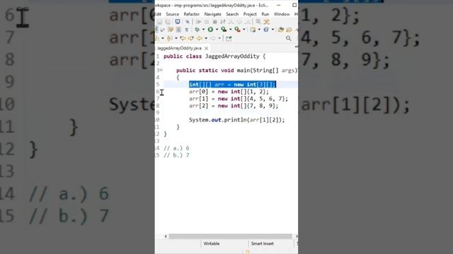 Jagged Array | Guess the output #javainterview #java