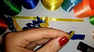 Колосок - патриот, канзаши МК kanzashi kwiat flower lule blom lore 簪\ DIY \ サテンリボンの花\