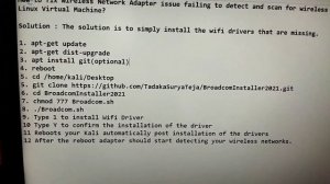 How to solve external Wireless Adapter issue on Kali Linux VirtualM due to missing wireless drivers