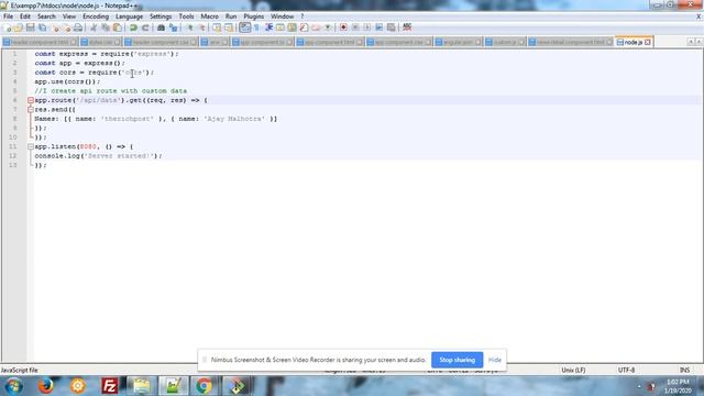 Angular 8 with node js and express js