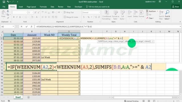 Sumifs With Weeknumber Sum Weekly Total Excel Formula смотреть онлайн
