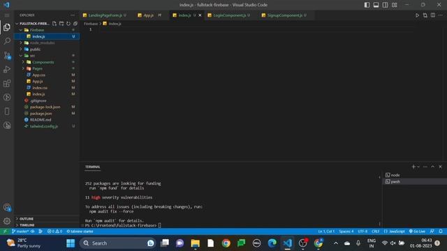 Firebase full course Initializing and setting up Firebase in a React project || pt. 1