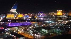 Stunning aerial view of the Las Vegas strip! Night landing at McCarran International Airport (LAS).