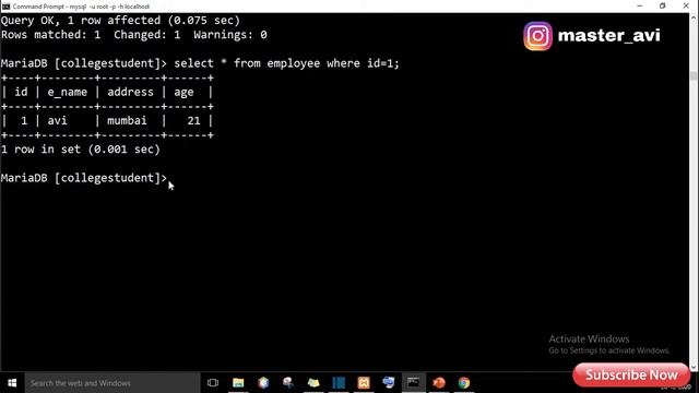 lecture 10 crud operation  update and delete data from  table  || SQL & MySQL tutorial in Hindi 202