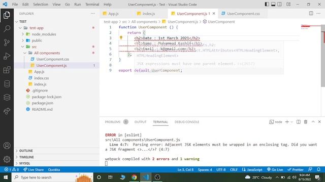 React JS - React Tutorial for Beginners in Hindi Urdu [Part-7] : First Project in React Js