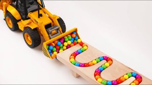 Гонка шариков волновой склон. Marble Run и  Makita, Экскаватор, Скорая помощь, Полицейская машина