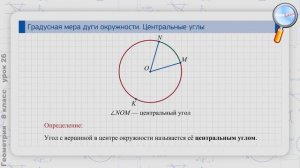 Геометрия 8 класс (Урок№26 - Градусная мера дуги окружности. Центральные углы.)