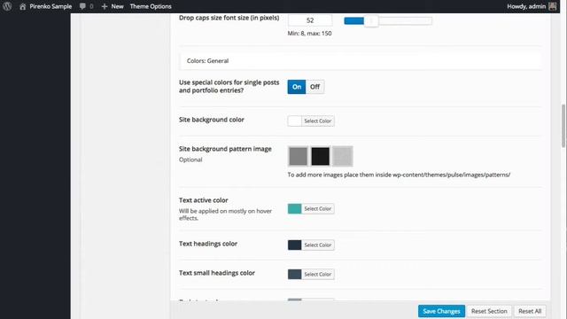 Pulse WordPress Theme - Options General Tab