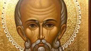 Икона святитель Николай Чудотворец с резьбой