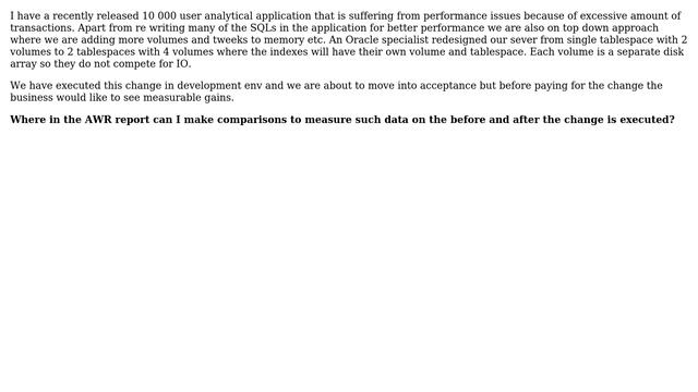 How to measure improvement after splitting tablespaces into multiple disk volumes? (Oracle 10g... смотреть онлайн