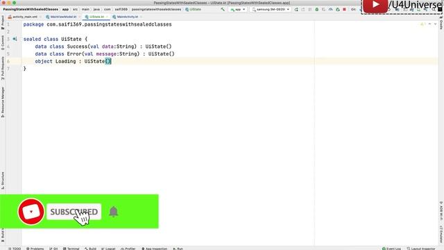 How to Pass UI States from ViewModel to Activity/Fragment using Kotlin Sealed Classes | U4Universe смотреть онлайн