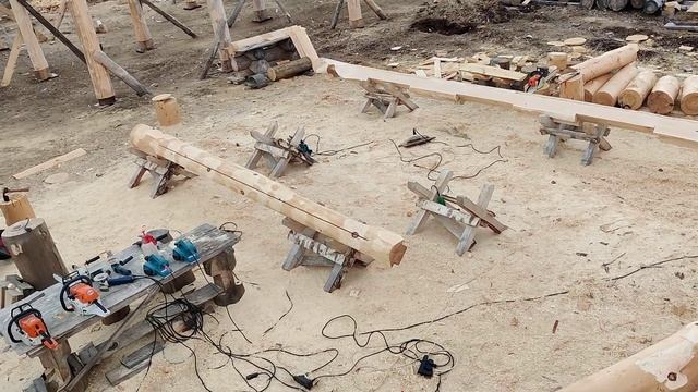 Срубъ жилого дома въ Смоленскъ. Завершение рубки 9-го венца.