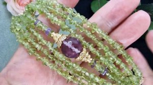 Bracelet. Браслет из Хризолита с Аметистом. Украшения ручной работы.