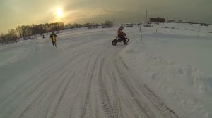 Питбайк Гонка на Льду - Snow race Pitbike - GOPRO 23.01.16