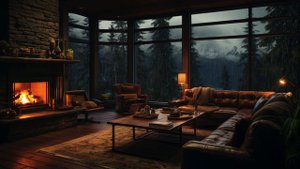 Cozy Cabin Ambience 🌧️🔥   Crackling Fireplace & Rain Sounds for Sleeping   Autumn Ambience