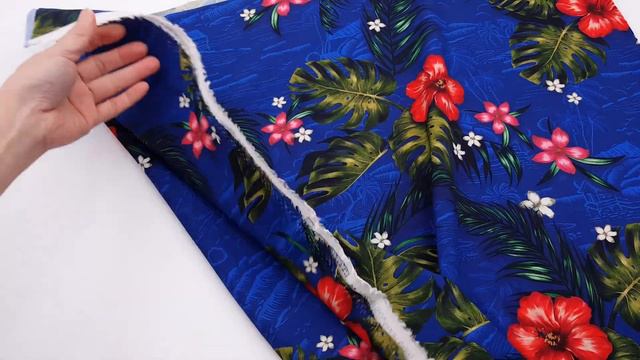 rayon poplin fabric by Robert Kaufman in dark blue with hibiscus flowers смотреть онлайн