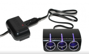 ☝?Тройник-разветвитель с синей подсветкой в прикуриватель авто