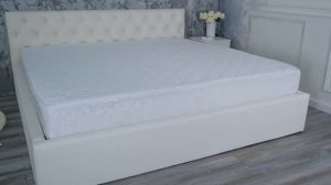 Кровать Барселона, белая экокожа