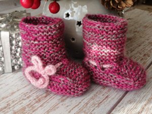 №267 Пинетки спицами на новорожденного