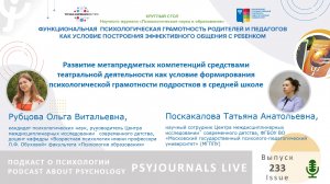 Татьяна ПОСКАКАЛОВА: Развитие метапредметых компетенций средствами театральной деятельности