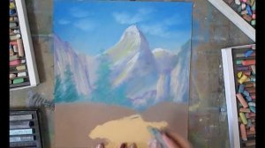 Уроки рисования! Как нарисовать горный пейзаж с рекой Пастелью! #Dari_Art