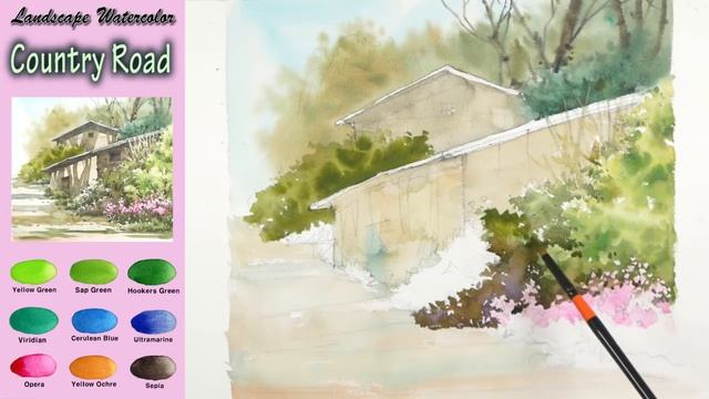 Basic Landscape Watercolor - Country road (Arches rough, wet-in-wet) NAMIL ART смотреть онлайн