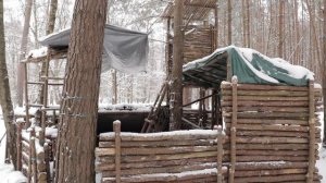 Bushcraft Camp with Watch Tower: Off Grid Shelter Build