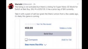 Best Buy Lists Super Mario 3D World on Nintendo Switch!