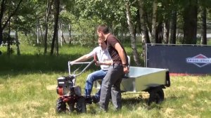 Мотоблок с телегой видео ТПМ-350-01 оцинкованная разборная с механизмом опрокидывания 1