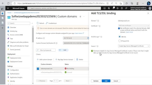 Secure a custom DNS name with a TLS SSL binding in Azure App Service смотреть онлайн