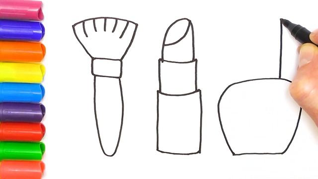 Makeup Glitter Rainbow Makeup tools coloring and drawing for Kids смотреть онлайн