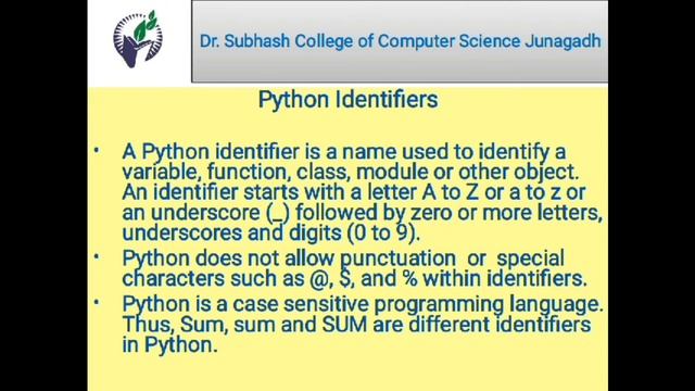 Lecture 2 CS 27 Python Syntax Identifier Keywords