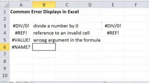 How to use Excel - Common Excel Errors - Microsoft Excel Tutorials