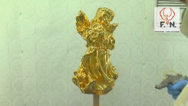 Золочение ангела распылением. Золото 24 карата. FunChrome Gold